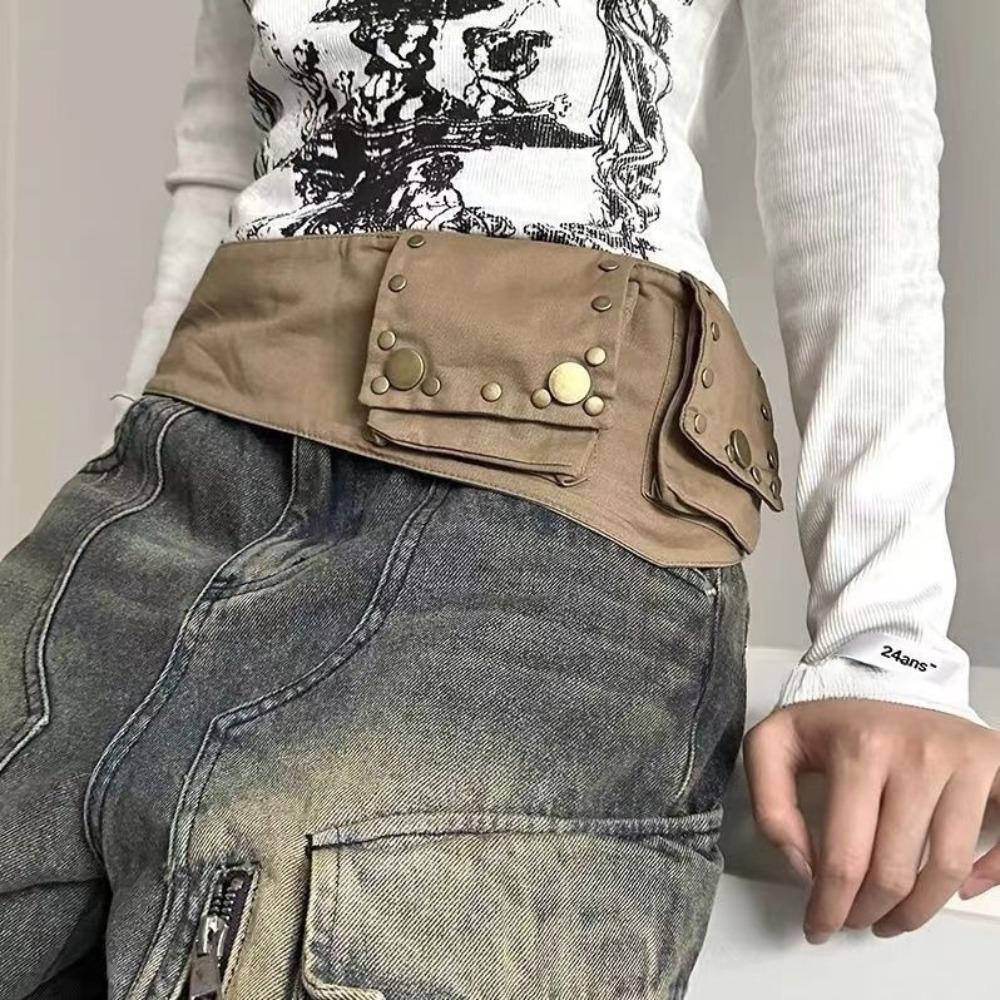 Cotton Hip-hop Belt Zinc Zinc Alloy Belts Pockets Waist Bag Grunge Bum Belt Streetwear