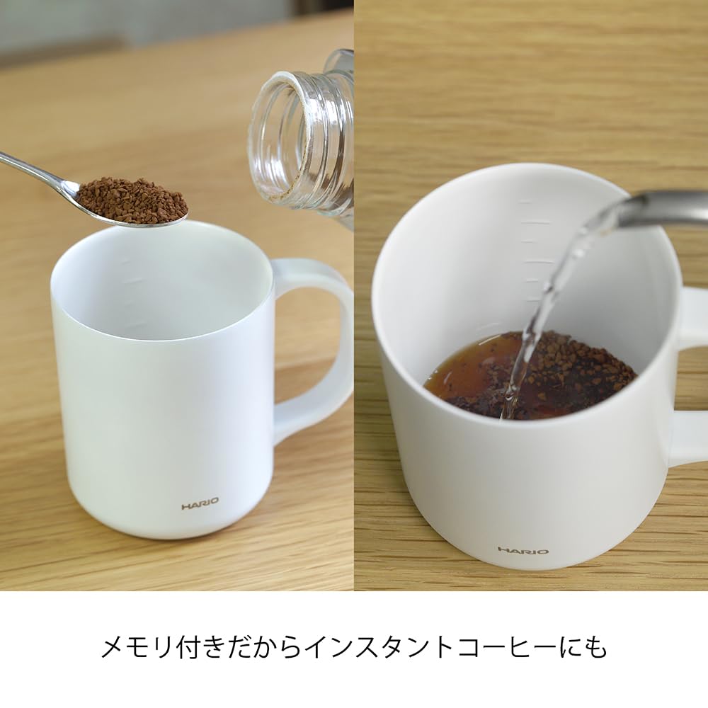 HARIO Ceramic Coated Double-Layer Vacuum Insulated Mug, White, 350ml, with Lid, CMG-350-W