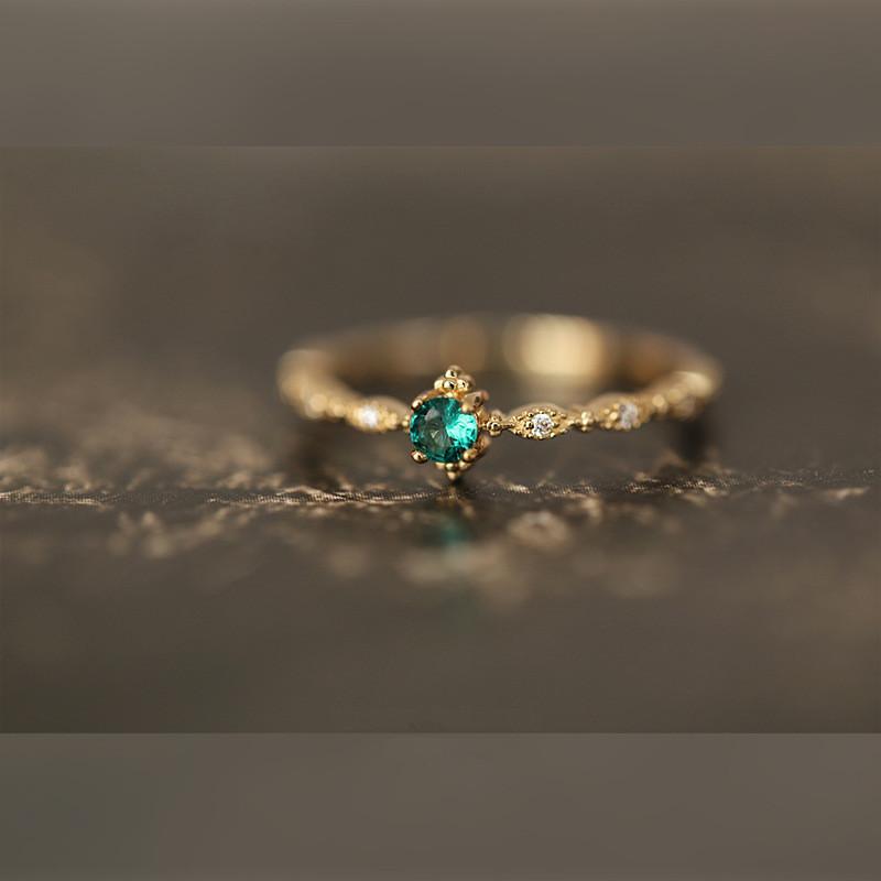925 стерлингового серебра мода хвост кольцо для женщин покрытие 14k золото простой дизайн инкрустированные изумруды свадебные украшения аксессуары