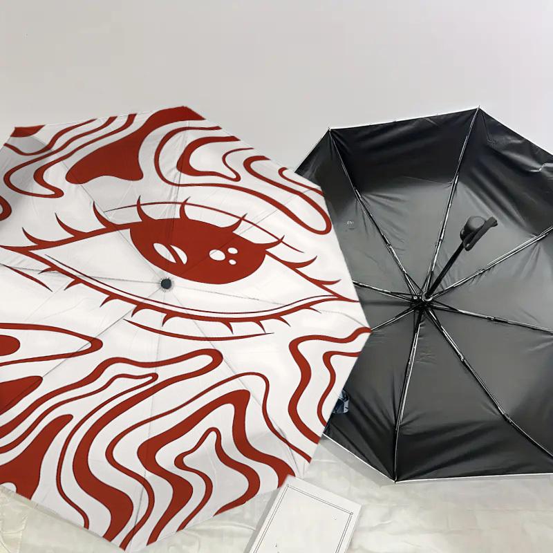 1PC Eye Pattern Umbrella-8-Rib Reinforced Portable Folding Travel Suitable for All Seasons Outdoor Daily Use Is an Ideal Choice -F393