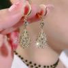 Diamond Embellished Water Drop Earrings with Niche Design Exquisite and High-end Feel Fashionable Ear Buckle Light Luxury Earrings for Women