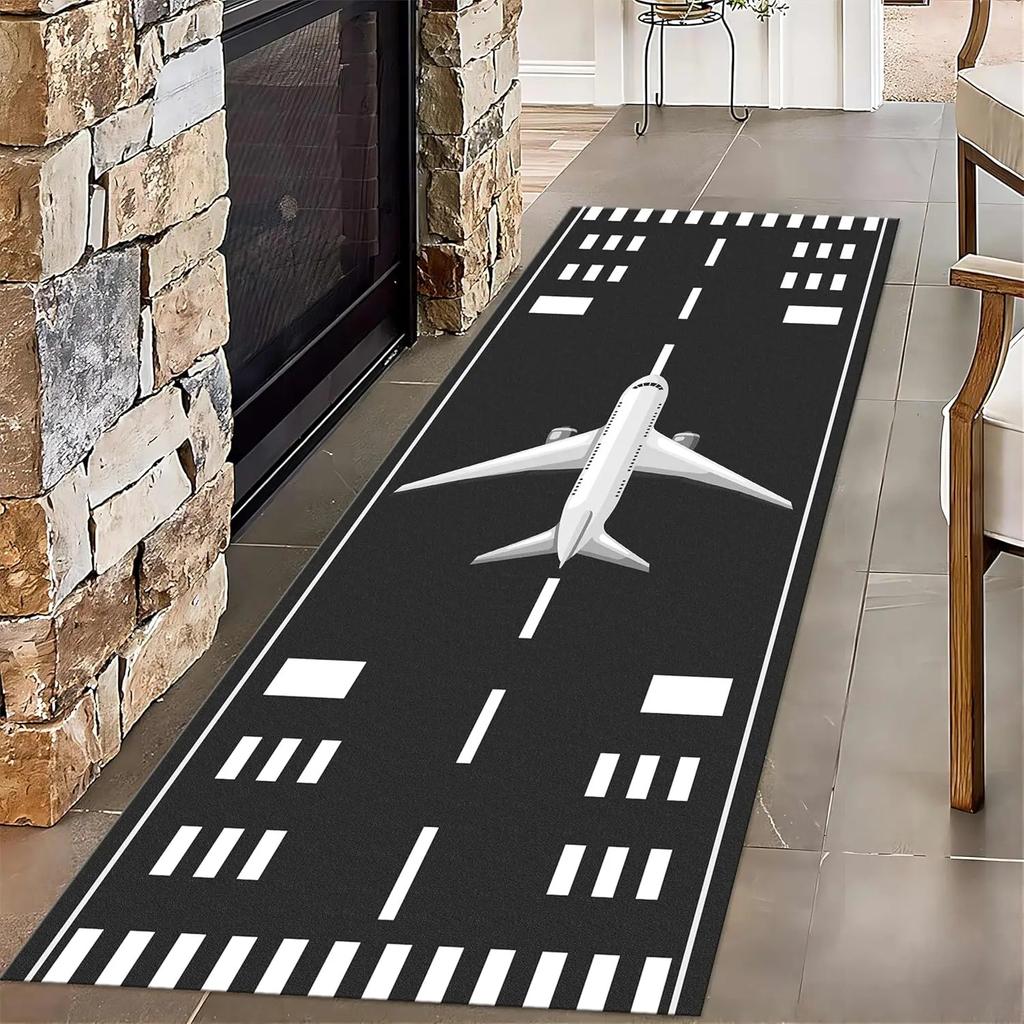 Airplane Runway Long Hallway Rug Runners Airport Aircraft Carpet Pet Friendly Foldable Carpets Resistant Rugs for Bedroom Rugs