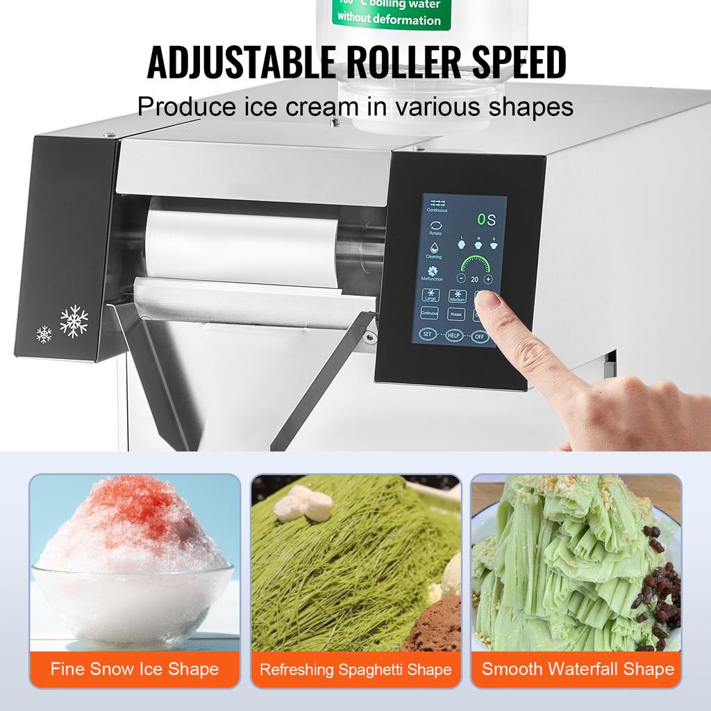 SucceBuy Commercial Snowflake Ice Machine 573LBS/24H Stainless Steel Ice Shaver Machine Electric Snow Cone Maker Air Cooling