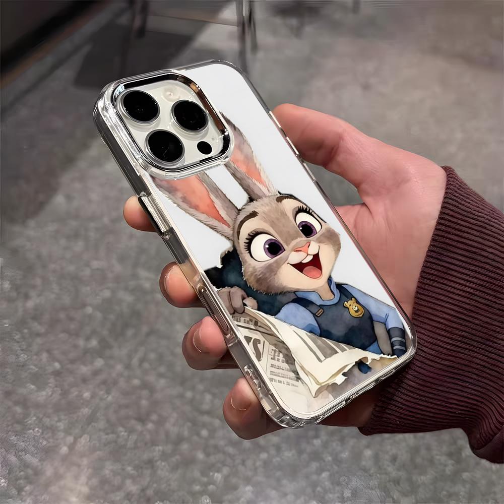 Аниме Z-Зверополис Чехол для телефона для iPhone 17 Air 16 E 15 14 13 12 11 Plus Pro Max Гальванизированный Прозрачный Мягкий Чехол