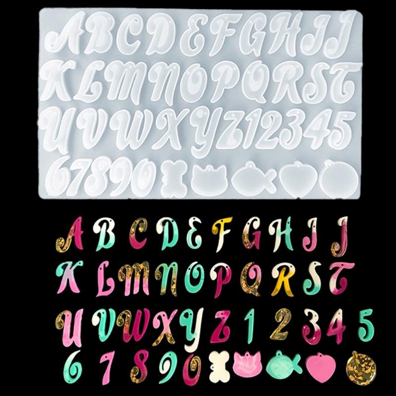Силиконовый алфавитный молд для смолы, силиконовый молд для букв и цифр, формы для литья эпоксидной смолы, изготовление брелоков для ювелирных подвесок