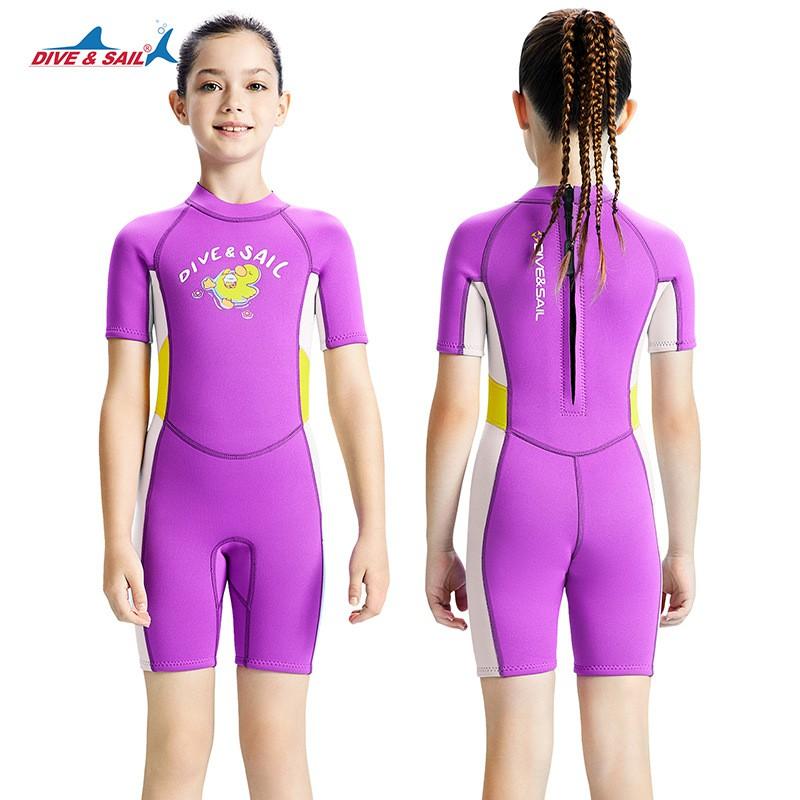 Kids 2.5mm Neoprene Wetsuit Short Sleeve Full Body Swimwear Snorkeling Surfing Swimming Warmth Protection