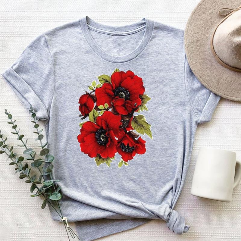 Одежда с акварельным цветком, повседневная футболка с коротким рукавом в стиле 90-х, милый стиль, женская футболка с принтом, модная футболка
