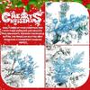 Blue Artificial Flowers Christmas Tree Decoration Glitter Star Light Berries Snowflakes Bow for Home Decor New Year Ornaments