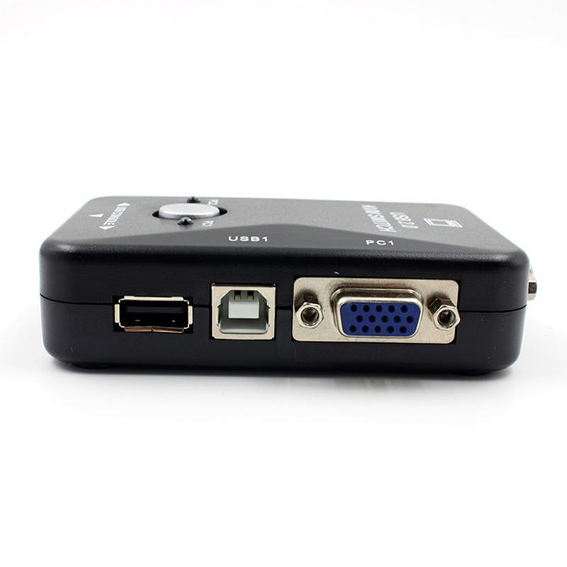 2-портовый USB VGA KVM переключатель для совместного использования мыши, клавиатуры, монитора и компьютера