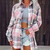 Flattering Plaid Print Womens Shirt - Fashionable Button-Down Design with Warm Long Sleeves - Classic Casual Style for Everyday Wear