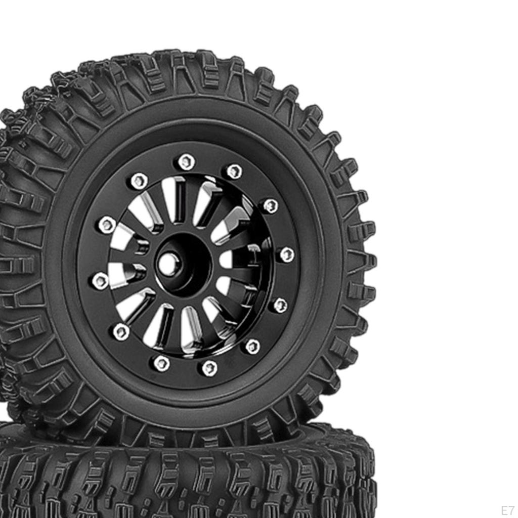 4 Pieces RC Car Wheels and Tires Crawler Sturdy Replace with Wheel Rim for
