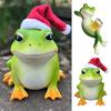 Рождественская шапка Санты Статуя лягушки Для дома Улицы Сада Лягушка Смола Фигурка Скульптура