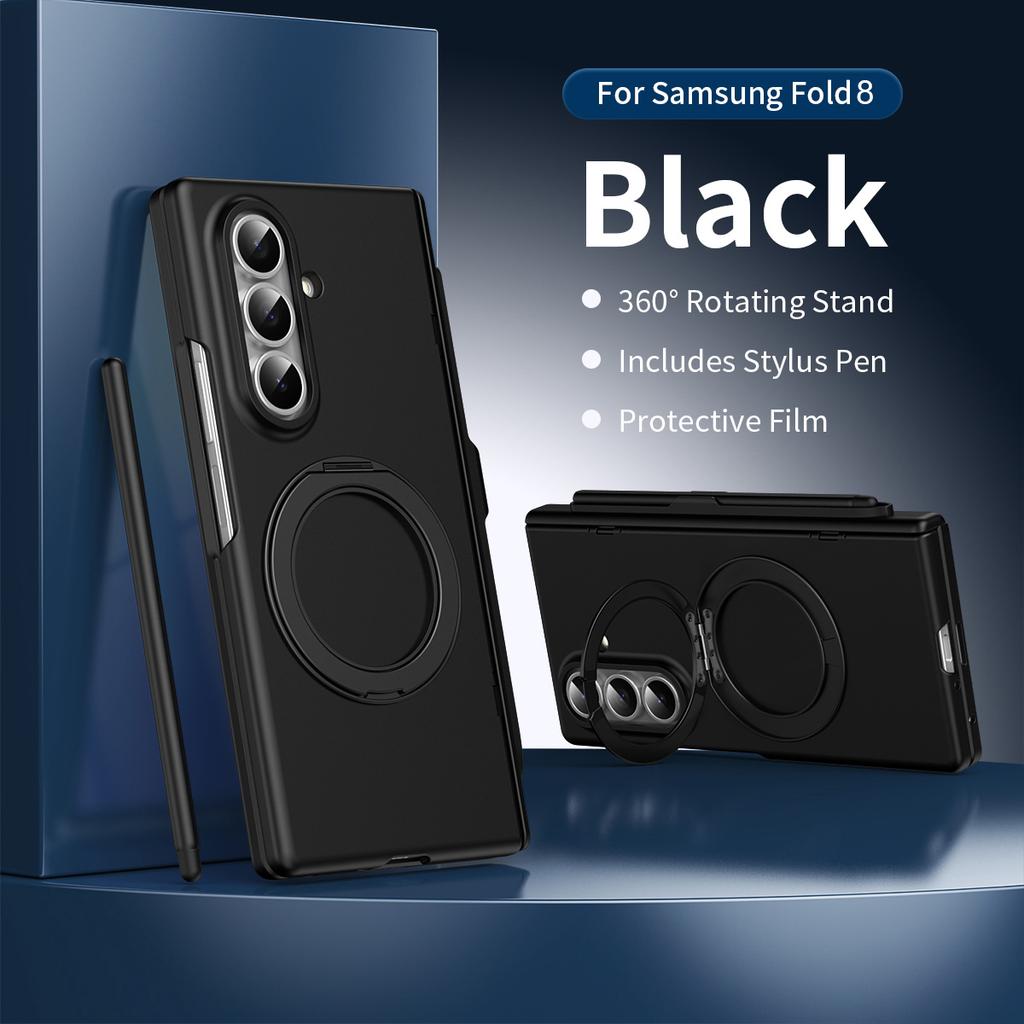 Для Samsung Galaxy Z Fold 8 Чехол Жесткий ПК 360 Кольцо-подставка Магнитный Держатель для стилуса Защитная задняя крышка Чехол-оболочка для телефона Z Fold8