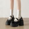 Retro Black British Style Thick Heel Platform Jk Small Leather Shoes Women's 2025 New Summer Skirt Mary Jane Single Shoes