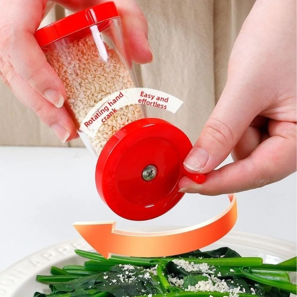 Transparent Body Manual Sesame Grinder with Moisture-proof Cover Sesame Mill Bottle Restaurant