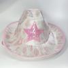 Pink Cowgirl Hats Glitter Sequins Star Decorations Rave Cowboy Hat with Cow Print Adult Size Cowboy Hats for Party