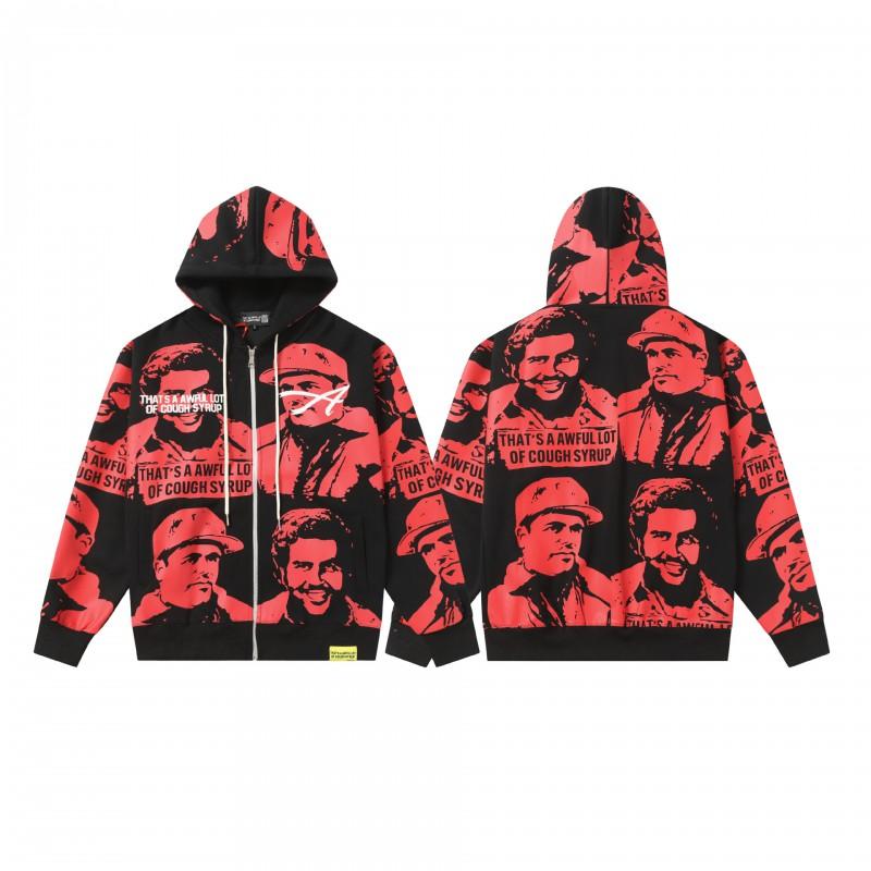 Unisex Streetwear Hooded Zip-Up Sweatshirt Jogger Set Cotton Loose Fit Casual Outfit