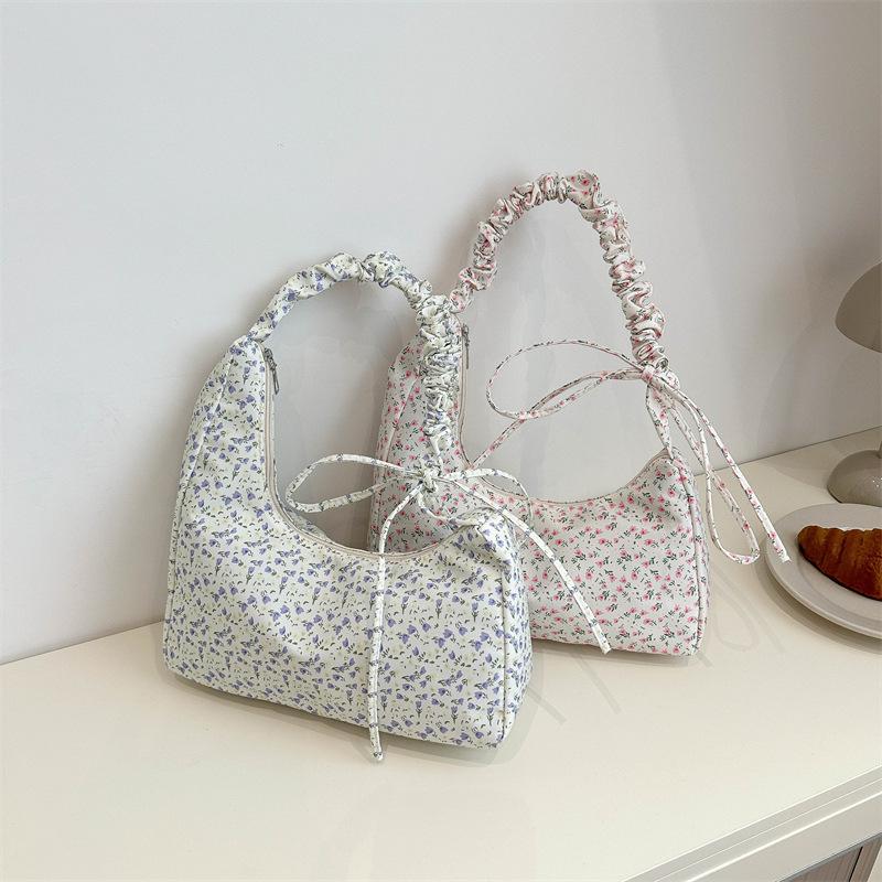 Большая вместительная сумка через плечо, женская летняя популярная сумка с цветочным принтом, универсальная плиссированная сумка-тоут для поездок на работу