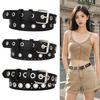 Панк Стиль Ремень С Металлической Цельной Полосой С Дизайном С Отверстиями Для Повседневной Женской Одежды