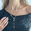 Fashion New Style Sexy Star Pendant Necklace with Rhinestones - Stylish Starburst Lockbone Chain for Fashion - conscious Girls and Women