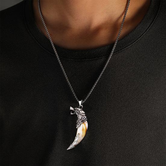Мужское ожерелье с кулоном в виде волчьих зубов, гальваническое покрытие в стиле панк, легкая форма, ювелирные изделия для шеи, повседневная вечеринка