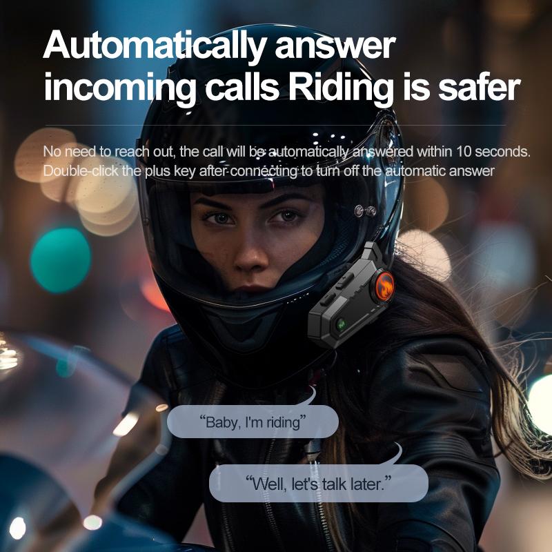 KEBIDUMEI Motorcycle Helmet Intercom Headset for 2 Rider 500M Interphone Bluetooth 5.3 Waterproof Wireless Speaker Earphone