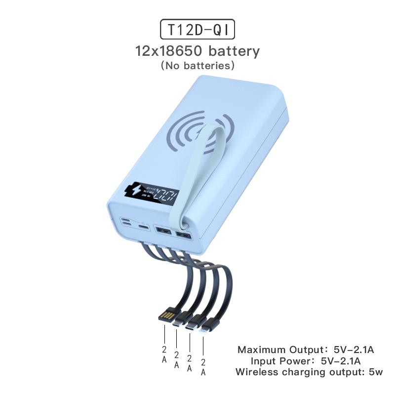 T12D 18650 DIY Power Bank Base с кабелем Micro USB Type C, фонариком, чехлом для быстрого Power Bank 18650, держателем для аккумулятора, зарядным устройством