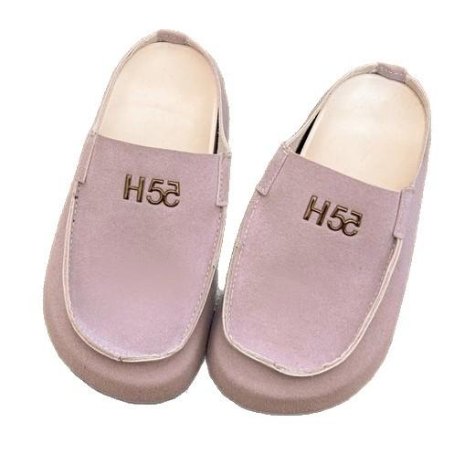 Small Man Increases Height 5cm Old Money Wind Thick-soled Half Slippers Women's Summer 2025 New Korean Version Bag Head Boken Shoes