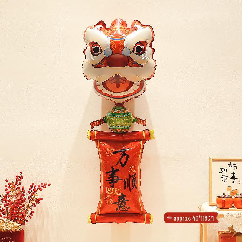 Lion Dance Balloon Decorations for Baby's Full Moon, First Birthday & Festive Photo Props