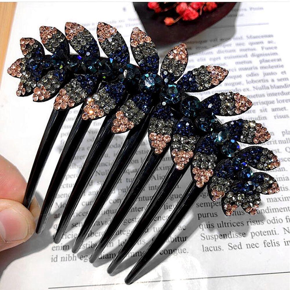 Ponytail Holder Crystal For Girls Leaves Hair Clips Korean Barrettes Hair Claws Women Hair Comb