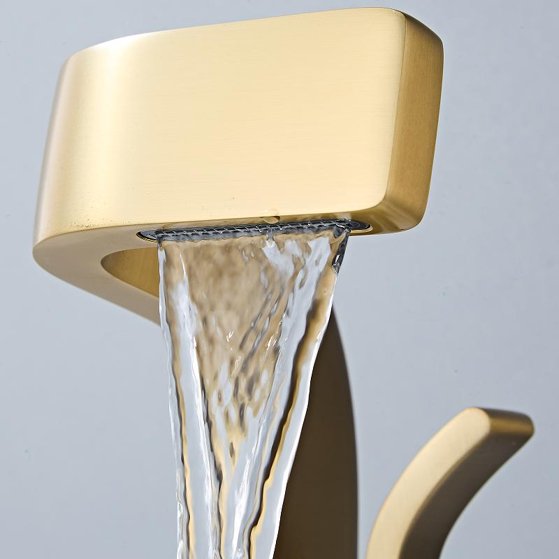 Brushed Gold Basin Faucets Modern Black Gold Bathroom Mixer Tap Brass Washbasin Faucet  Hot and Cold Elegant Crane For Bathroom