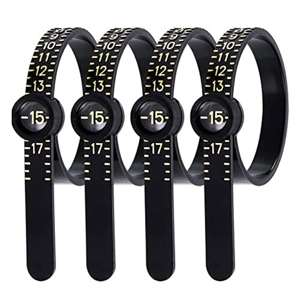 Finger Size Meter Measuring Tools with Magnifier for Jewelry Size Rings Size Measuring Tools Black and White Reusable