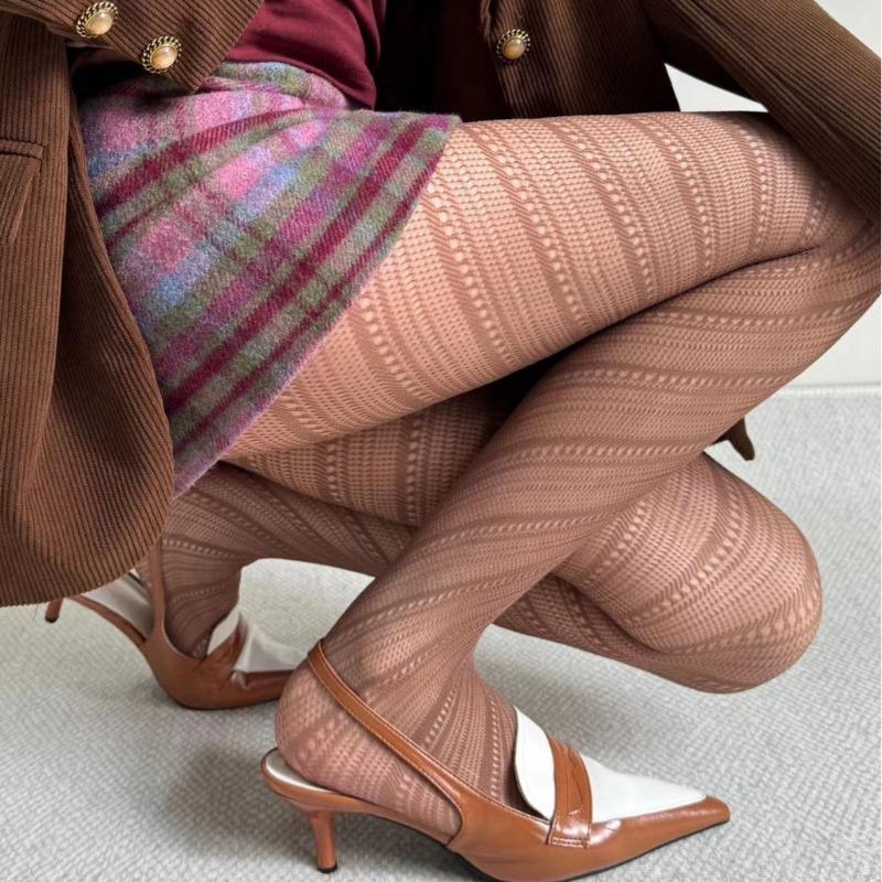 Women Sexy Twilled Stripe Fishnet Tights Nylon Mesh High Waist Pantyhose Stretchy Stockings Spice Girls Slim Bottoming Leggings