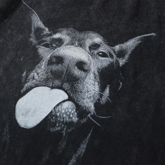 Винтажная футболка унисекс с круглым вырезом TKPA Doberman – Вываренная, Ретро уличный стиль, Свободный крой, Уличная одежда с коротким рукавом