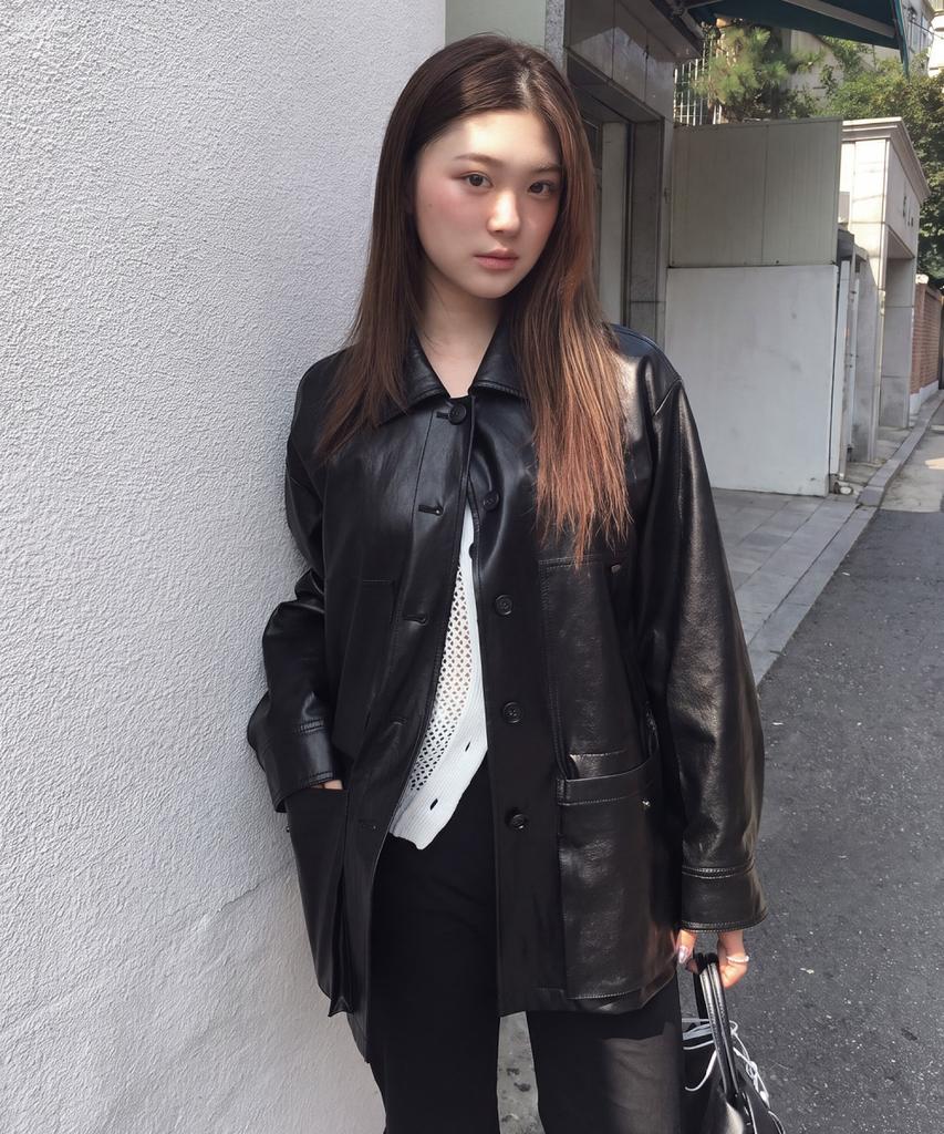 OLIVE DES OLIVE Leather Work Jacket Oe6Xj8780