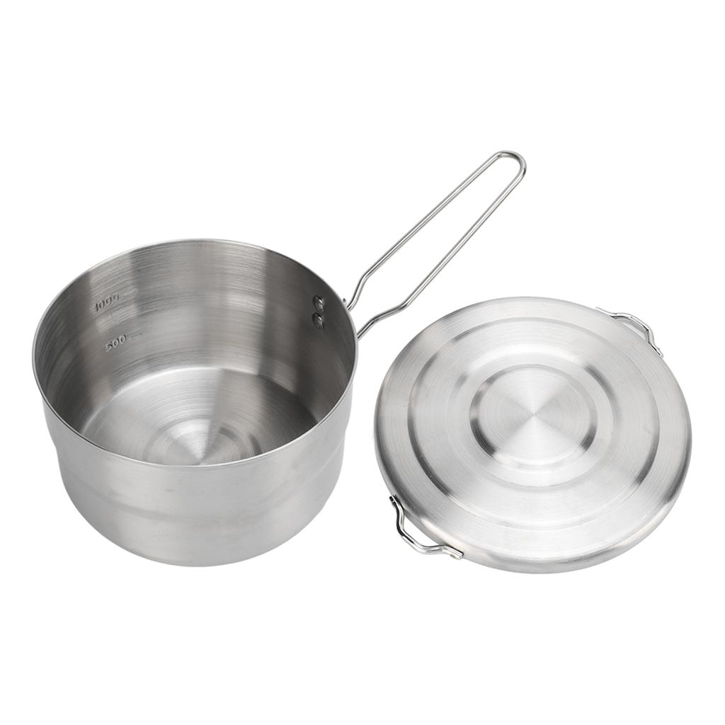 1,5 л походная кастрюля из нержавеющей стали 304 со складной ручкой, устойчивая походная кастрюля с крышкой для использования на открытом воздухе