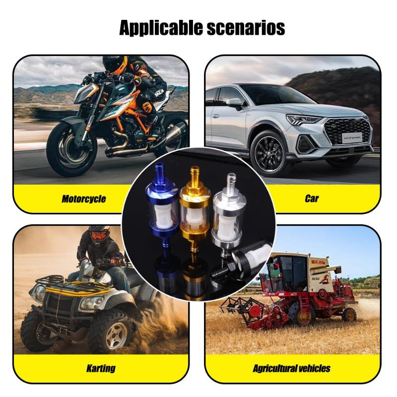 Motorcycle Fuel Filter 8mm Alloy Motorcycle Filter Cartridge Car Scooter Gasoline Filter Cup Motorcycle Modification Accessories