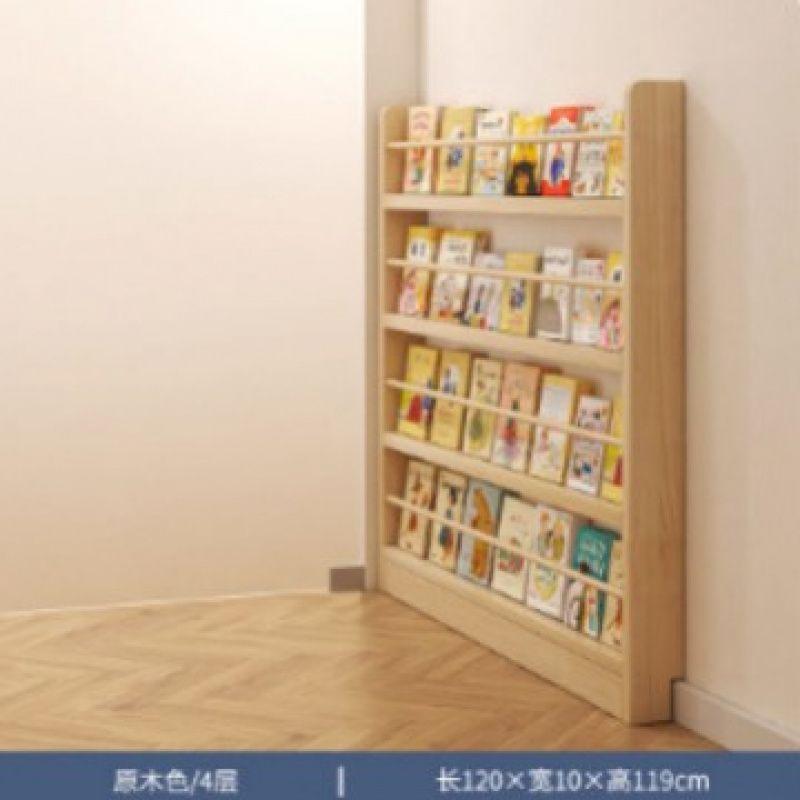 Настенная книжная полка за дверью, Настенный стеллаж для хранения из массива дерева, Узкий книжный шкаф для детских комнат, Многоярусный шкаф