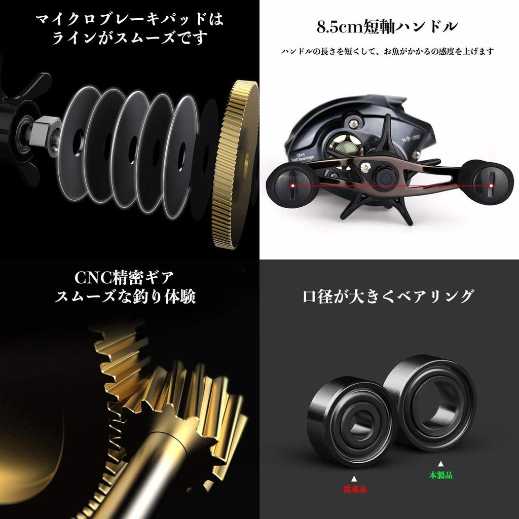 VISPREA Reel Bait Reel Sea Fishing Left Handle Right Handle Left Hand Right Hand Maximum Drag Force Gear Ratio Lightweight Long Throw Metal Spool N48