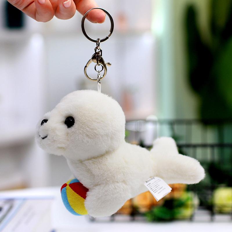Soft Sea Animal Plush Keychain, 5 Pack Ocean Marine Stuffed Animals Keyring Decor, Dolphin Shark Orca Seal Beluga Gifts