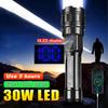 Powerful 30W LED Flashlight Super Bright Lantern Rechargeable Flashlights Waterproof Torch Strong Light Outdoor Camping Hiking Lights