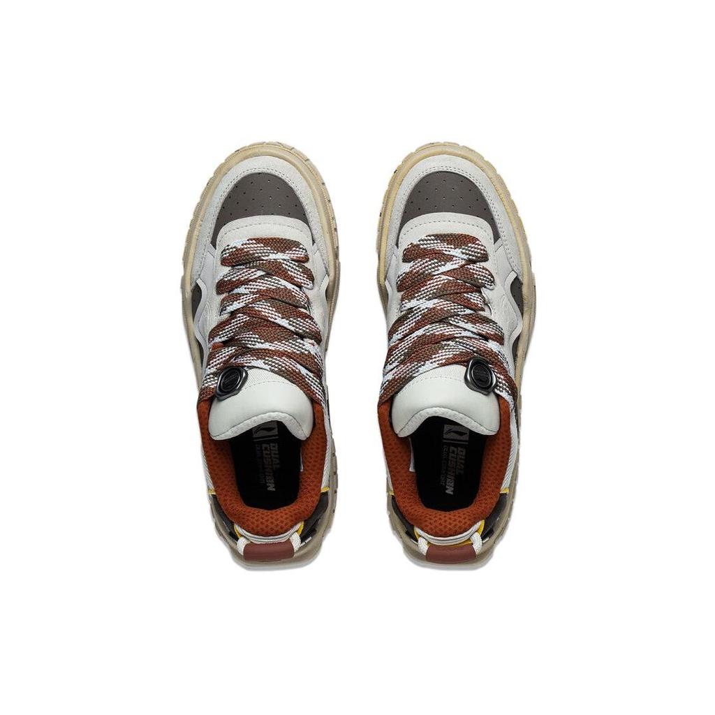 Li-Ning Кроссовки для скейтбординга Unblock Non-Slip, износостойкие, низкие, мужские, серо-коричневые AGCT095-4