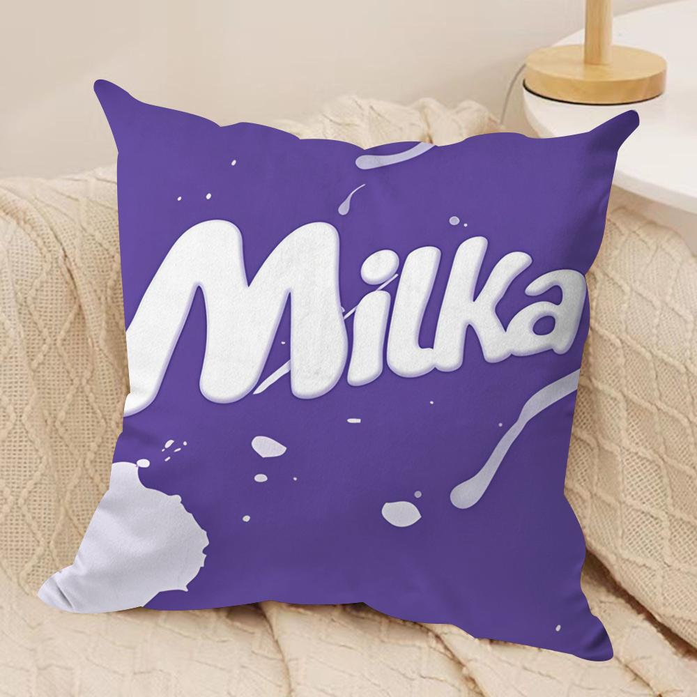 Funny mMilka Purple Cushion Cover Short plush Doublesided Print Square Throw Pillow Covers Sofa Home Cushion Decor