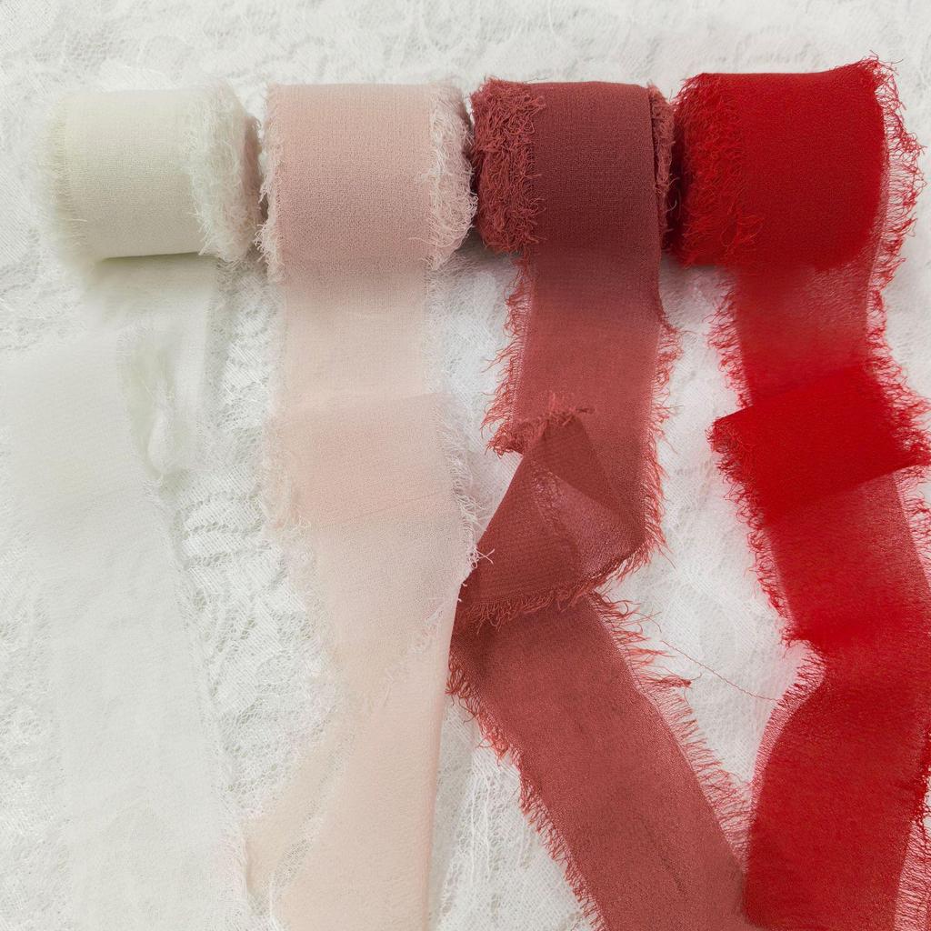 Chiffon Ribbon Bow with Frayed Edges for Weddings and Floral Arrangements
