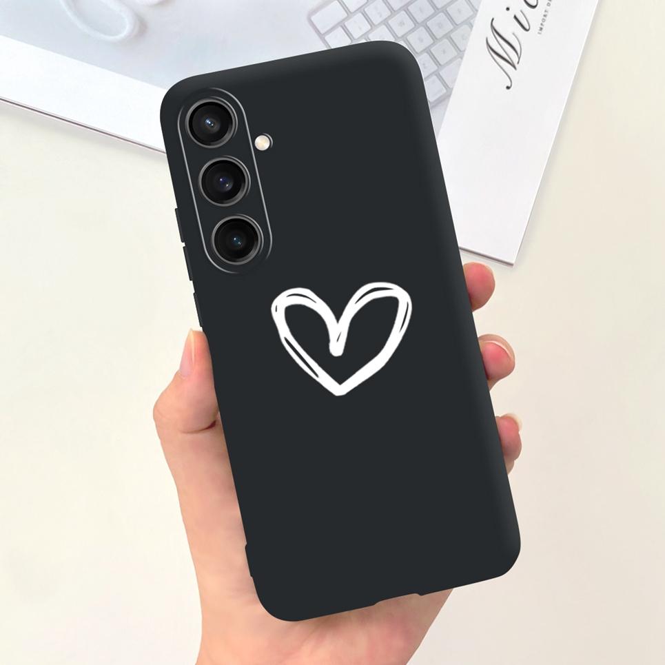 Для Чехла Funda Samsung A35 5G Case SM-A356E Пара Любовь Сердце Цветок Кошка Рисунок Задняя Крышка Для Samsung Galaxy A35 5G Etui