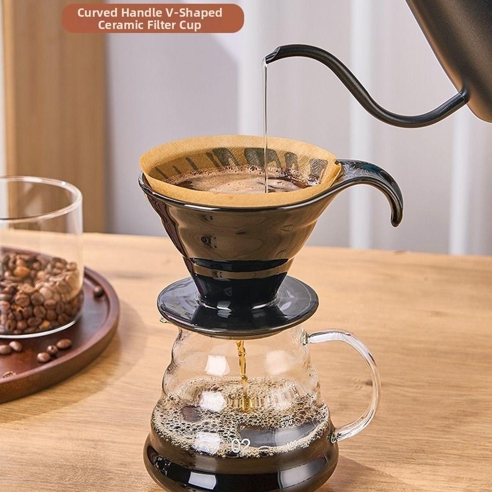 Многоразовая керамическая чашка-фильтр для кофе V-образной формы, эспрессо-дриппер для кофе, заваривание на одну чашку