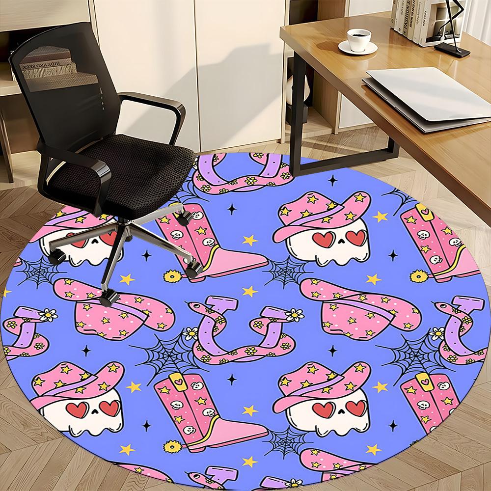 1pc Cowboy Halloween Office Round Area Rug, Under Office Chairs Bedroom Living Room Home Decor, Room Deco