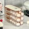 Automatic Rolling Egg Container Fridge Storage Box Food Grade BPA Free Transparent Stackable Fridge Organizer