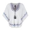 Embroidery Short Sleeve T Shirt Lace-up Tassel Ethnic Style Tops Bohemian Style T-shirt  Women