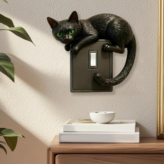 Черный кот накладка на выключатель 3D собака накладка на выключатель животное накладка на тумблер для дома офиса комнаты декоративные аксессуары